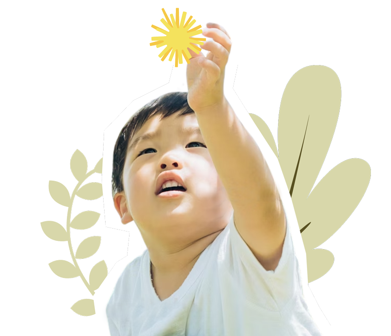 A Wattle & Wonder child reaching upwards